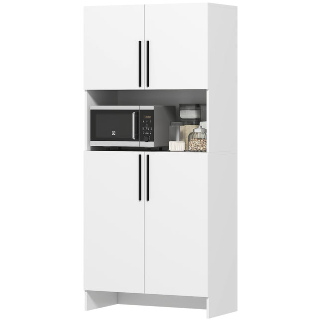 Dulap bucatarie, dulap inalt cu raft pentru microunde, dulap bufet cu usa soft-close, dulap depozitare, vitrina pentru bucatarie, sufragerie, 79x40x175 cm alb |