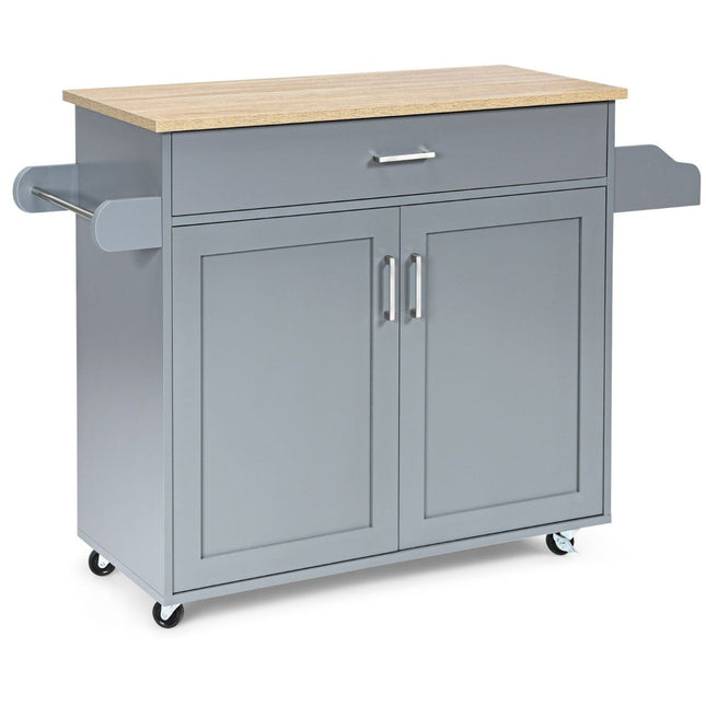 Carucior insulei bucatarie carucior de depozitare rulant dulap mare 116 x 40 x 85 cm gri + natural