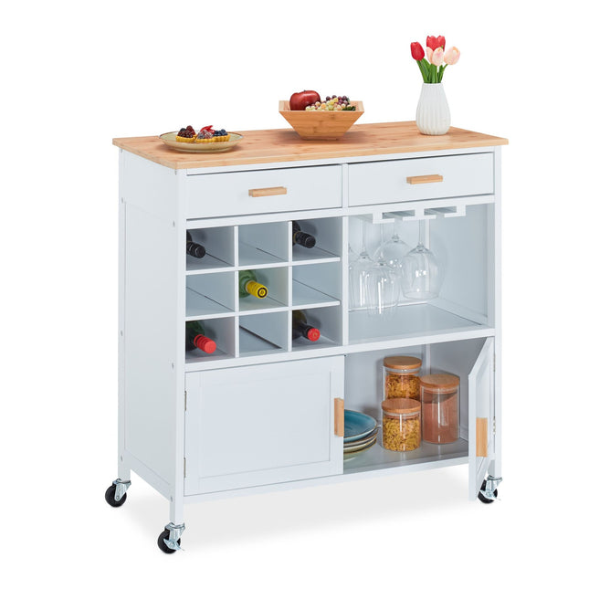 Kitchen trolley with wine rack