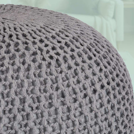 Puf tricotat - rotund, design boho, umplutură din polistiren