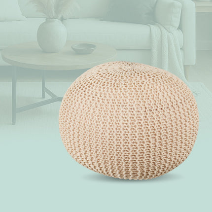 Puf tricotat - șezut rotund de podea, design boho