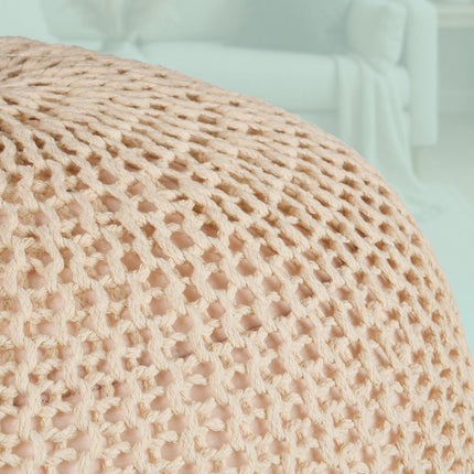 Puf tricotat - șezut rotund de podea, design boho