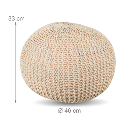 Puf tricotat - șezut rotund de podea, design boho