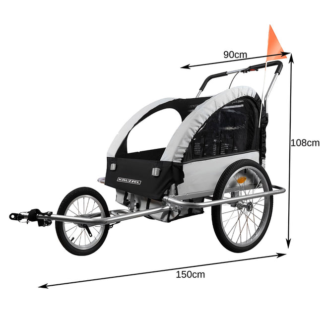Remorcă pentru biciclete cu suspensie Kruzzel 25372 3in1