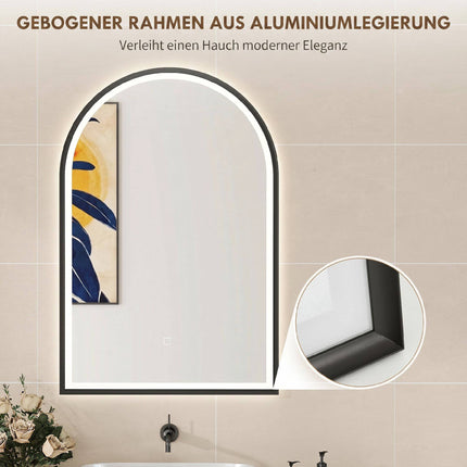 Oglindă de baie cu LED 60x90 cm, iluminare frontală și spate, neagră