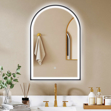Oglindă de baie cu LED 60x90 cm, iluminare frontală și spate, neagră