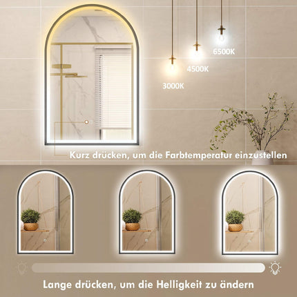 Oglindă de baie cu LED 60x90 cm, iluminare frontală și spate, neagră