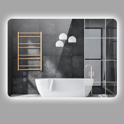 Oglindă de baie cu LED, 70x50 cm, anti-aburire, lumină reglabilă