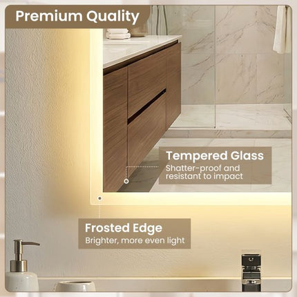 LED Bathroom Mirror 70x50cm, Anti-Fog, Dimmable