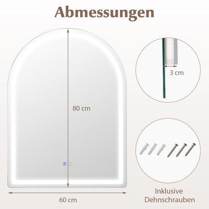 Oglinda Baie LED cu Antiaburire, 60x80 cm, Iluminare Duala