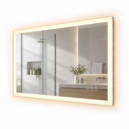 LED Bathroom Mirror with Shaver Socket and Anti-Fog, Touch Control, IP44