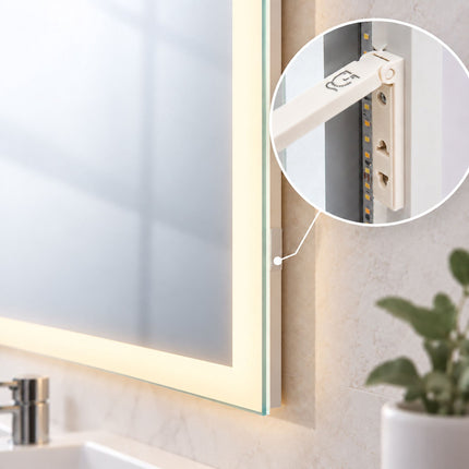 LED Bathroom Mirror with Shaver Socket and Anti-Fog, Touch Control, IP44