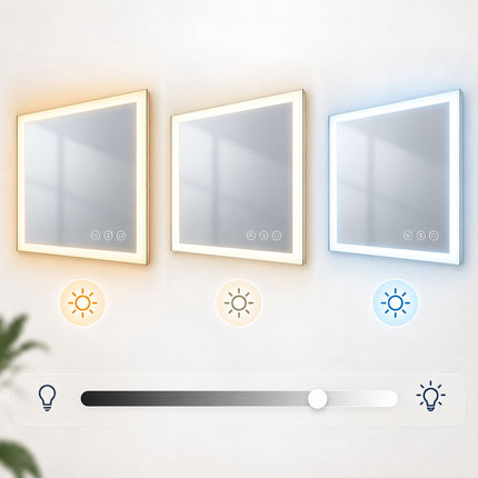 LED Bathroom Mirror with Shaver Socket and Anti-Fog, Touch Control, IP44