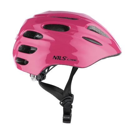 Casca de bicicleta cu LED, roz, marimea S (51-58 cm)