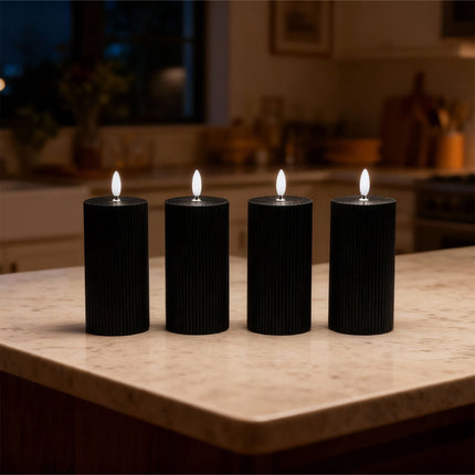 Set de 4 lumânări LED, ceară naturală, 18 cm