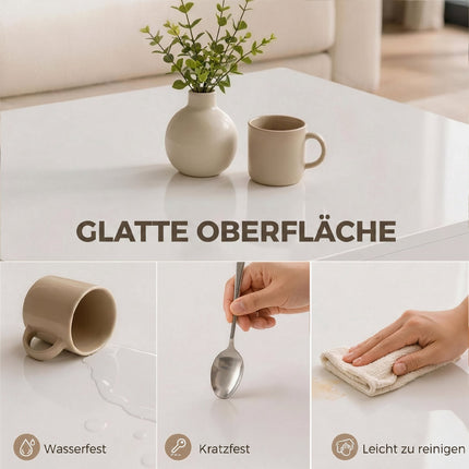 Masă de cafea LED cu spațiu de depozitare, 2 niveluri, alb lucios