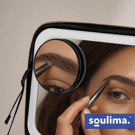 Trusă cosmetică LED cu oglindă reglabilă, capacitate mare