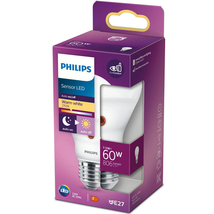 LED E27 Normal 60W Twilight sensor 806lm