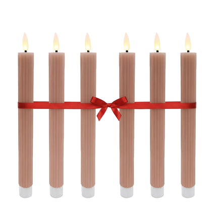 Lumânări LED fără flacără, cu aromă conică, din ceară naturală, set de 6
