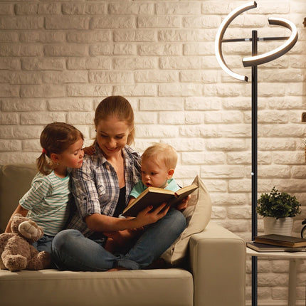 Lampă de podea LED, control tactil reglabil, metal negru