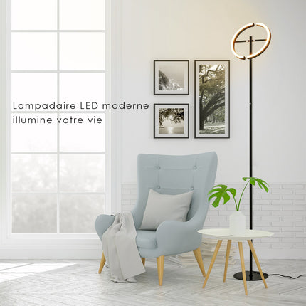 Lampă de podea LED, control tactil reglabil, metal negru