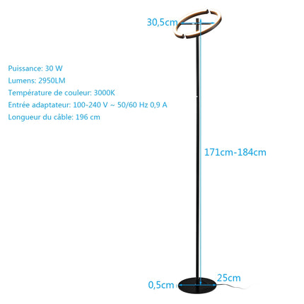 Lampă de podea LED, control tactil reglabil, metal negru