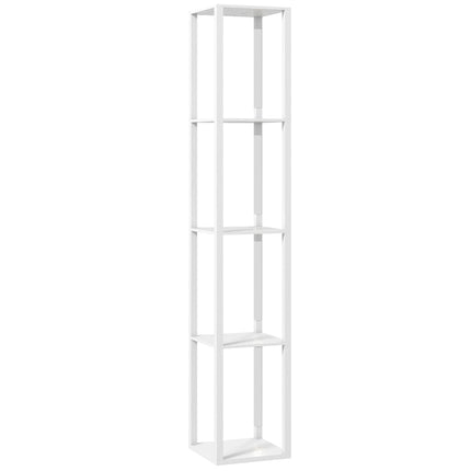 LED Floor Lamp with 4 Shelves, Dimmable, 3 Brightness Levels, Foot Switch, White