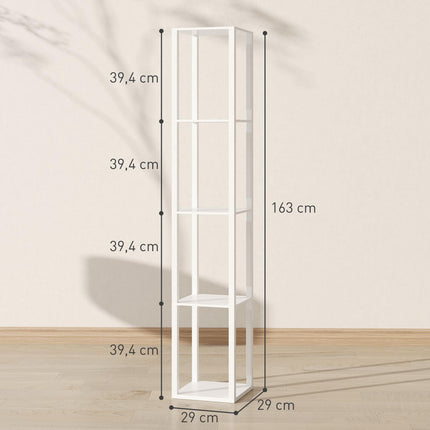 LED Floor Lamp with 4 Shelves, Dimmable, 3 Brightness Levels, Foot Switch, White