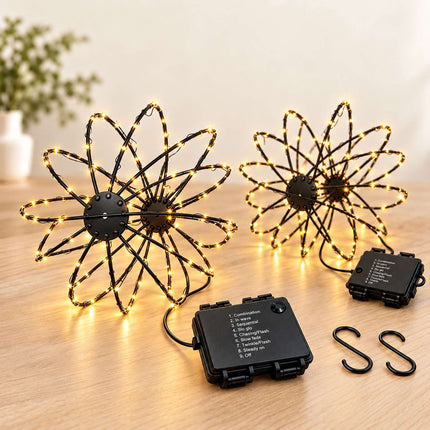 LED Globe Light Set of 2 with 120 LEDs, Battery Operated, 8 Modes, IP44