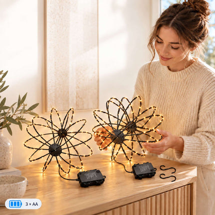 LED Globe Light Set of 2 with 120 LEDs, Battery Operated, 8 Modes, IP44