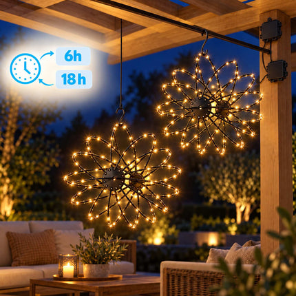 LED Globe Light Set of 2 with 120 LEDs, Battery Operated, 8 Modes, IP44