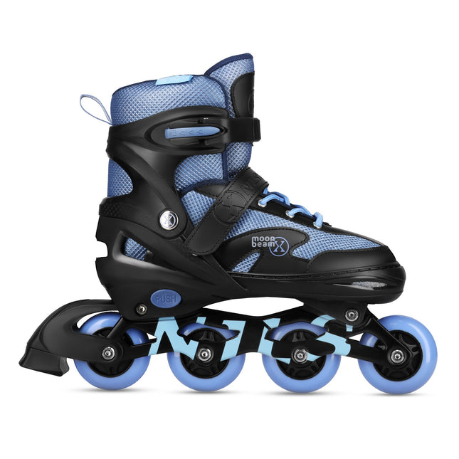 Patine in linie LED cu protectoare, albastru, marimea M (35-38)