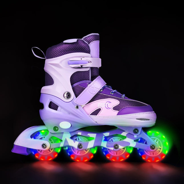 Patine in linie cu LED-uri cu protectoare, violet, marimea S (31-34)
