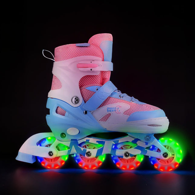 Patine in linie cu LED cu protectoare, alb, marimea L (39-42)