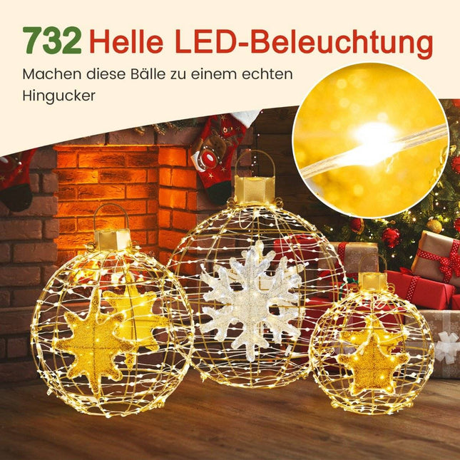 Set bile cu LED-uri, interior/exterior, 732 LED-uri, 3 dimensiuni