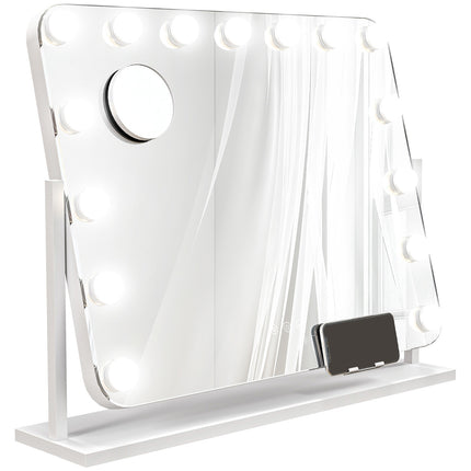 Oglindă de machiaj LED - 3 moduri de lumină, reglabilă, USB, 62,5x49,5 cm