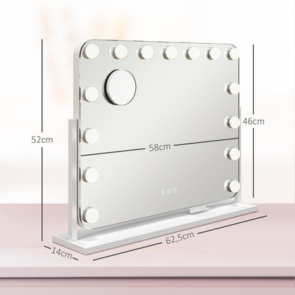 Oglindă de machiaj LED - 3 moduri de lumină, reglabilă, USB, 62,5x49,5 cm