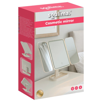 Oglindă de machiaj LED cu mărire, pliabilă, USB-C