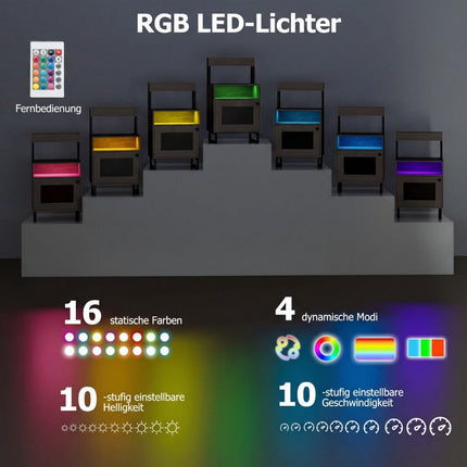 Noptieră LED cu iluminare reglabilă, depozitare, gri