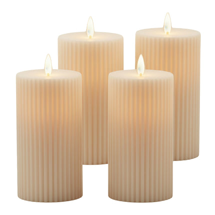 Lumânări LED tip pilon, fără flacără, alb cald, set de 4