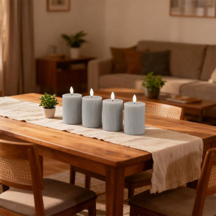 Lumânări LED fără flacără din ceară naturală – Set de 4