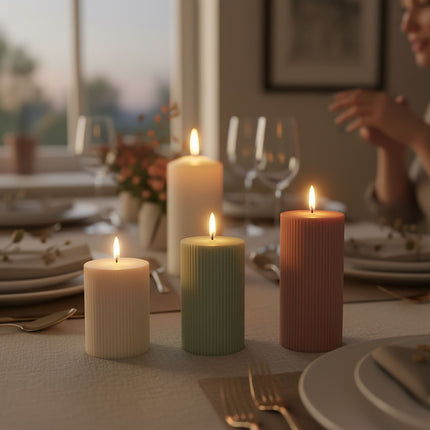 Lumânări LED fără flacără din ceară naturală – Set de 4