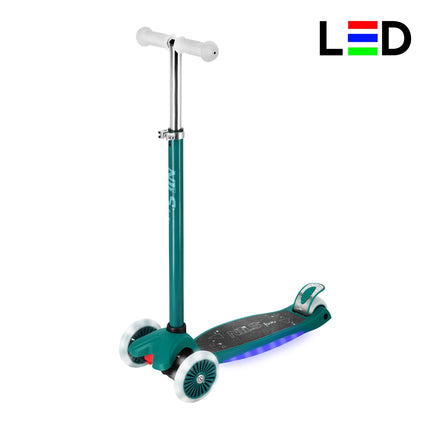 Trotineta LED, verde – Înălțime reglabilă, pliabilă