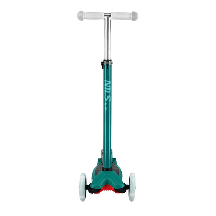 Trotineta LED, verde – Înălțime reglabilă, pliabilă