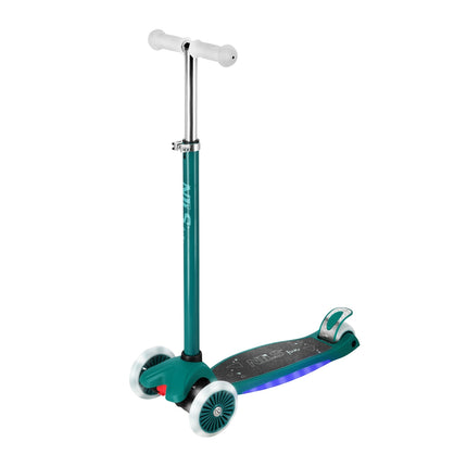 Trotineta LED, verde – Înălțime reglabilă, pliabilă