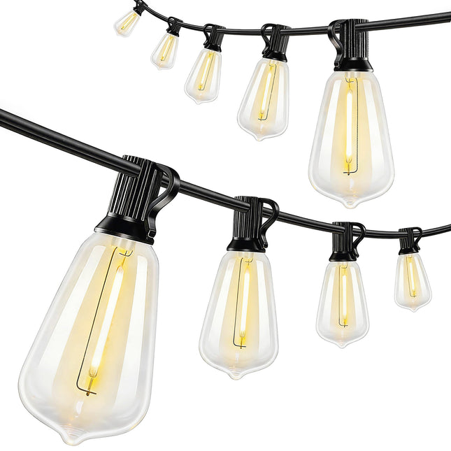 Ghirlandă luminoasă LED, 18 m, 50 becuri Edison vintage, alb cald