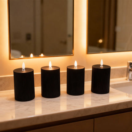 Lumânări de ceară LED, fără flacără, flacără pâlpâitoare, set de 4