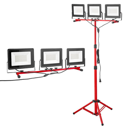LED Work Light with Tripod Stand, 3-Head, 21000 Lumens