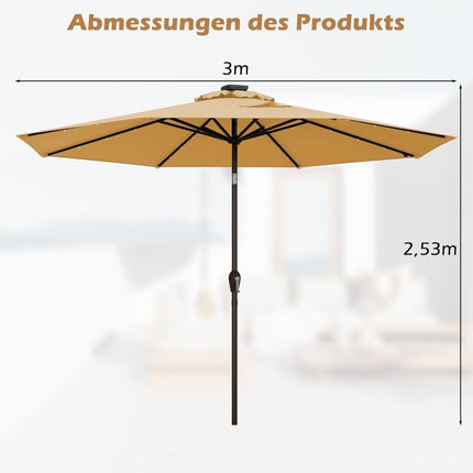 Iluminare cu LED umbrela cantilever umbrela de soare rotunda alimentata solara umbrela de gradina manivela bej ø 3M