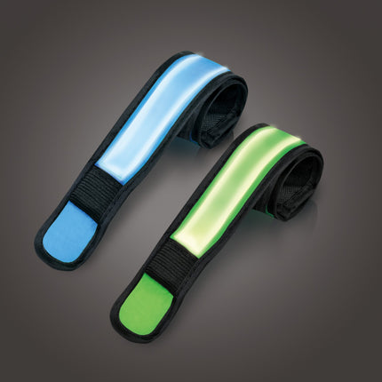 LED reflective tape Slap-wrap 2-pack Blue + Green